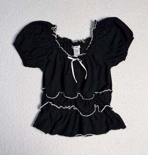 Love To Be Loved Black Eyelet Ruffle Peplum Top Size M